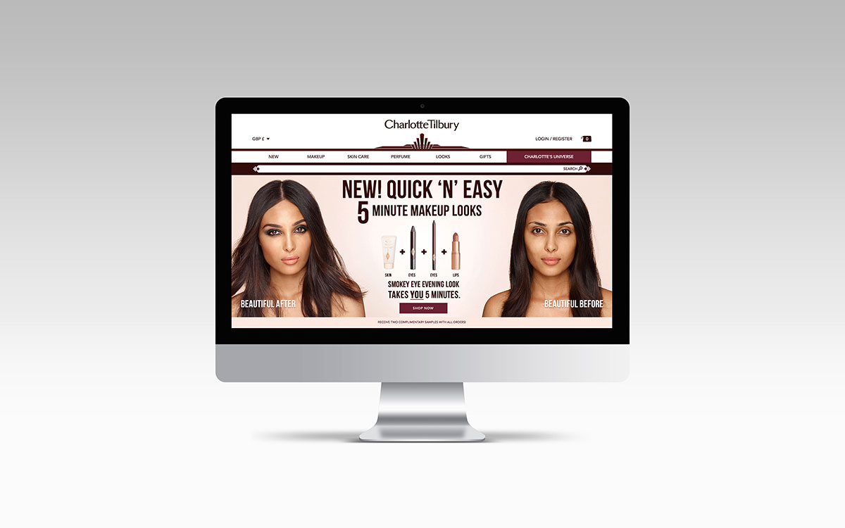 Charlotte Tilbury website on a tablet device