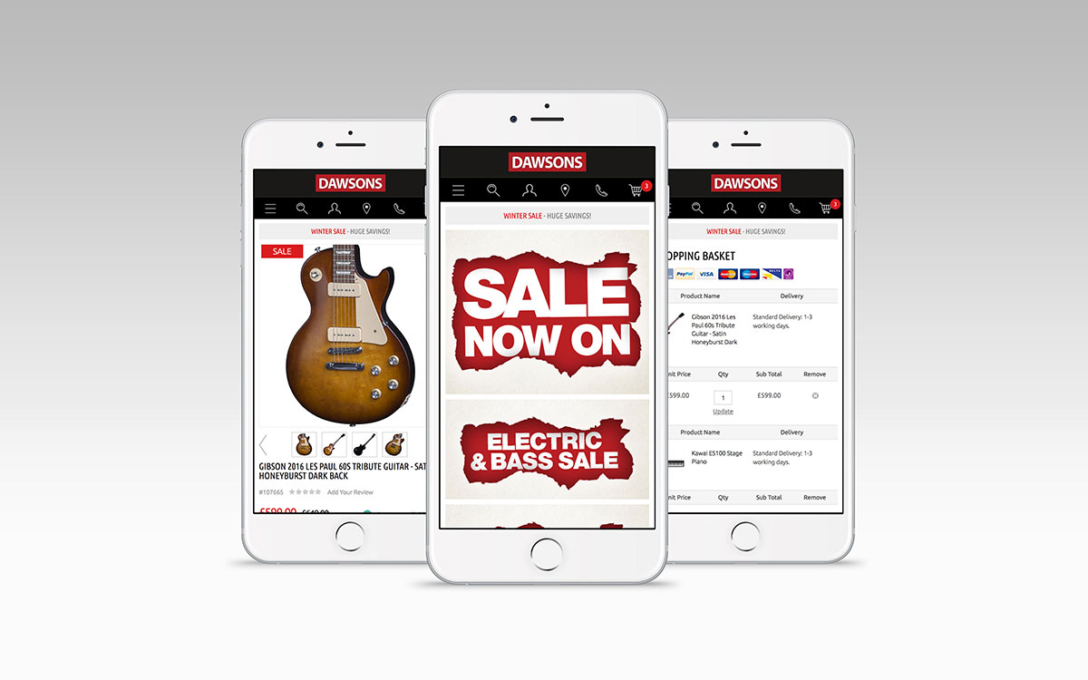 Dawsons website on multiple mobile devices