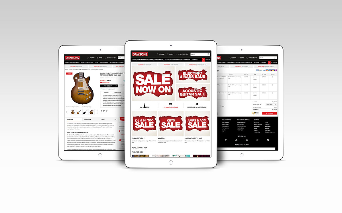 Dawsons website on multiple tablet devices