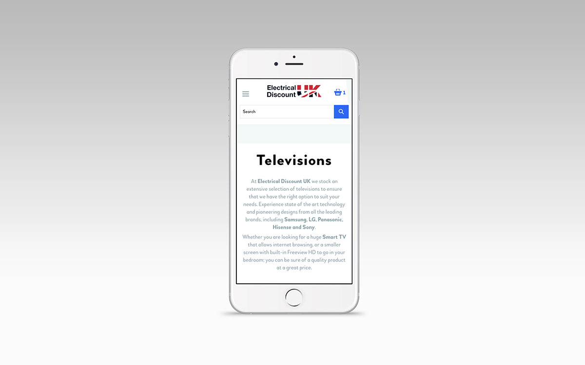 Electrical Discount UK website on a mobile device