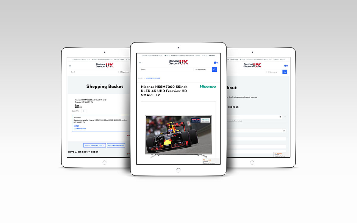 Electrical Discount UK website on tablet devices