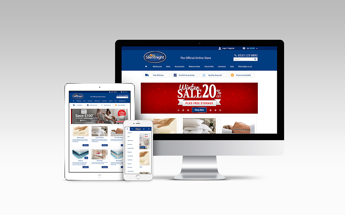 Silentnight Shop website on tablet, mobile and desktop